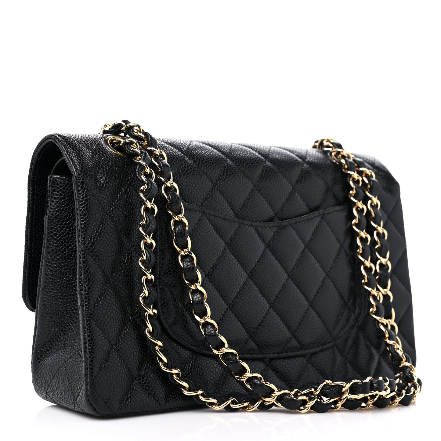 Caviar Quilted Medium Double Flap Black