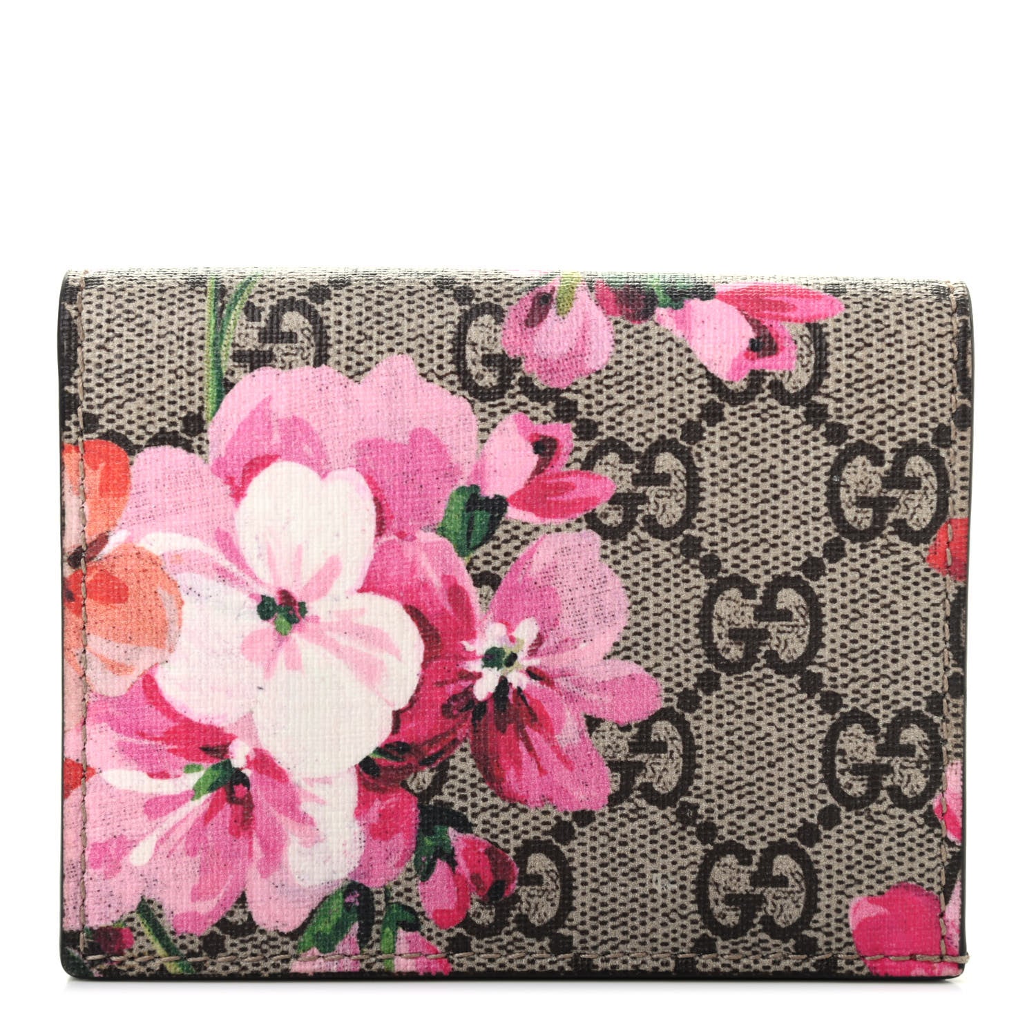 Gucci GG Supreme Monogram Blooms Card Case Beige Multicolor Dry Rose 1 of 7