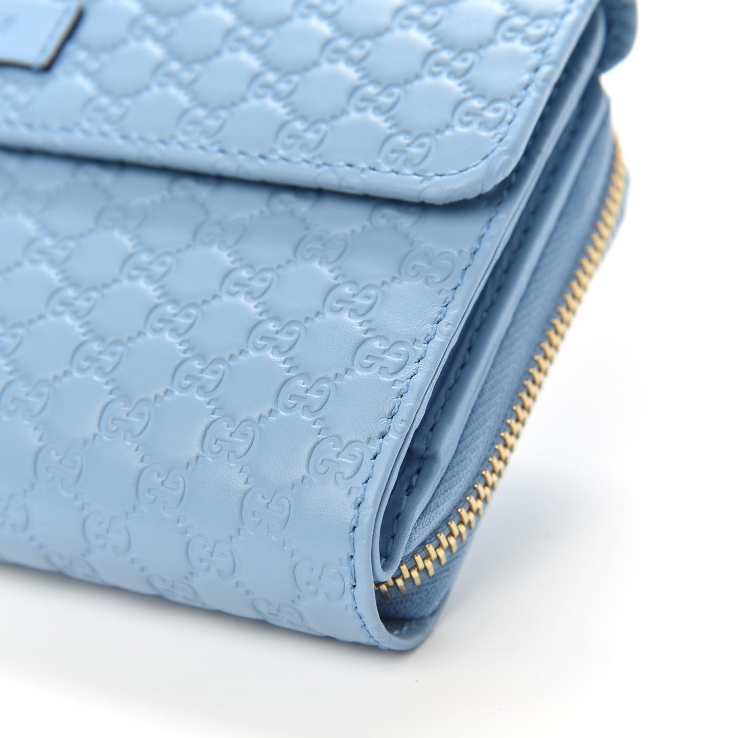 Soft Microguccissima Continental Zip Wallet Mineral Blue