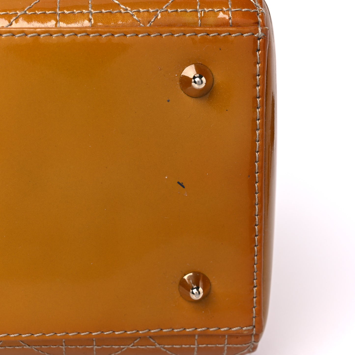 Metallic Patent Cannage Medium Lady Dior Yellow