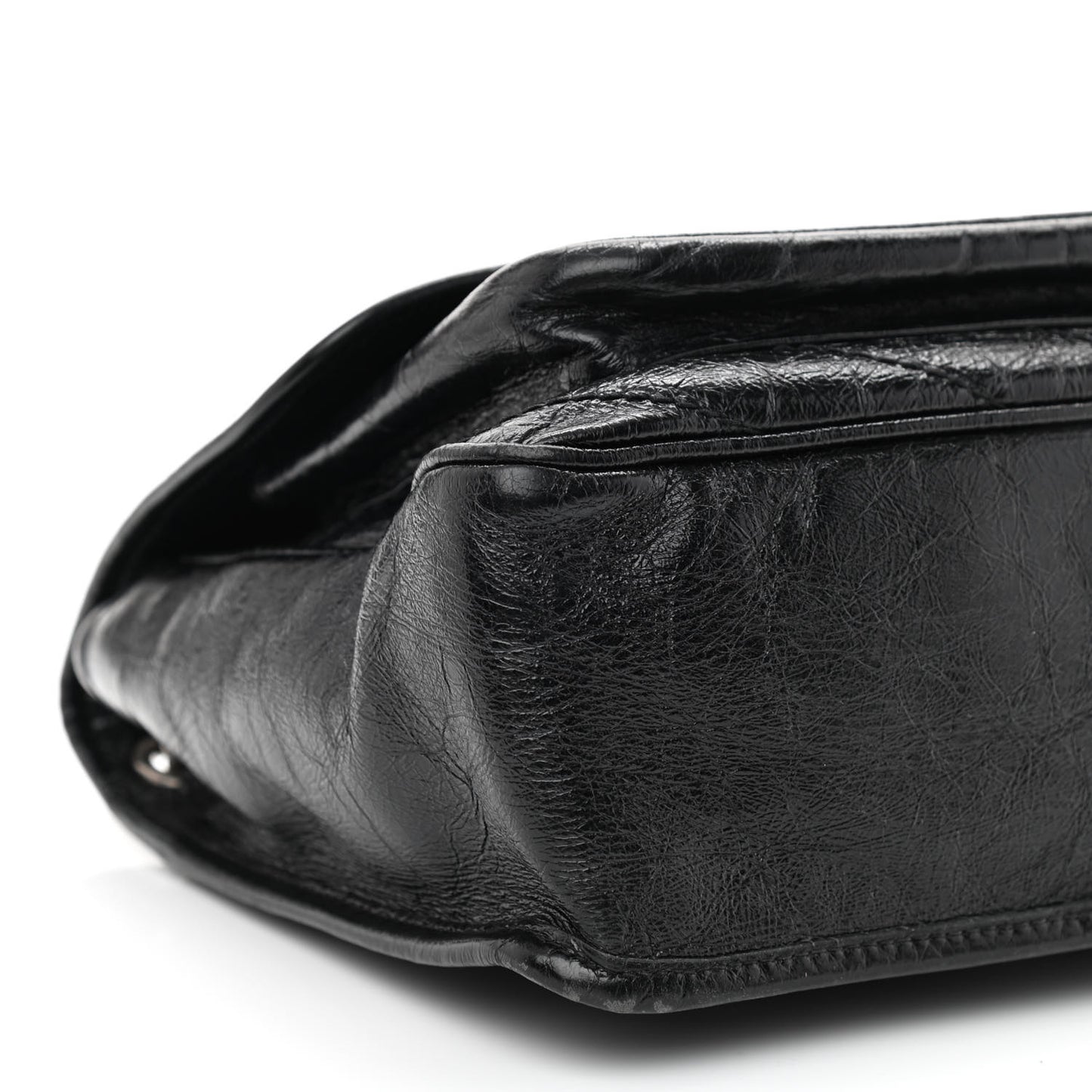 Crinkled Calfskin Matelasse Monogram Medium Niki Chain Satchel Black