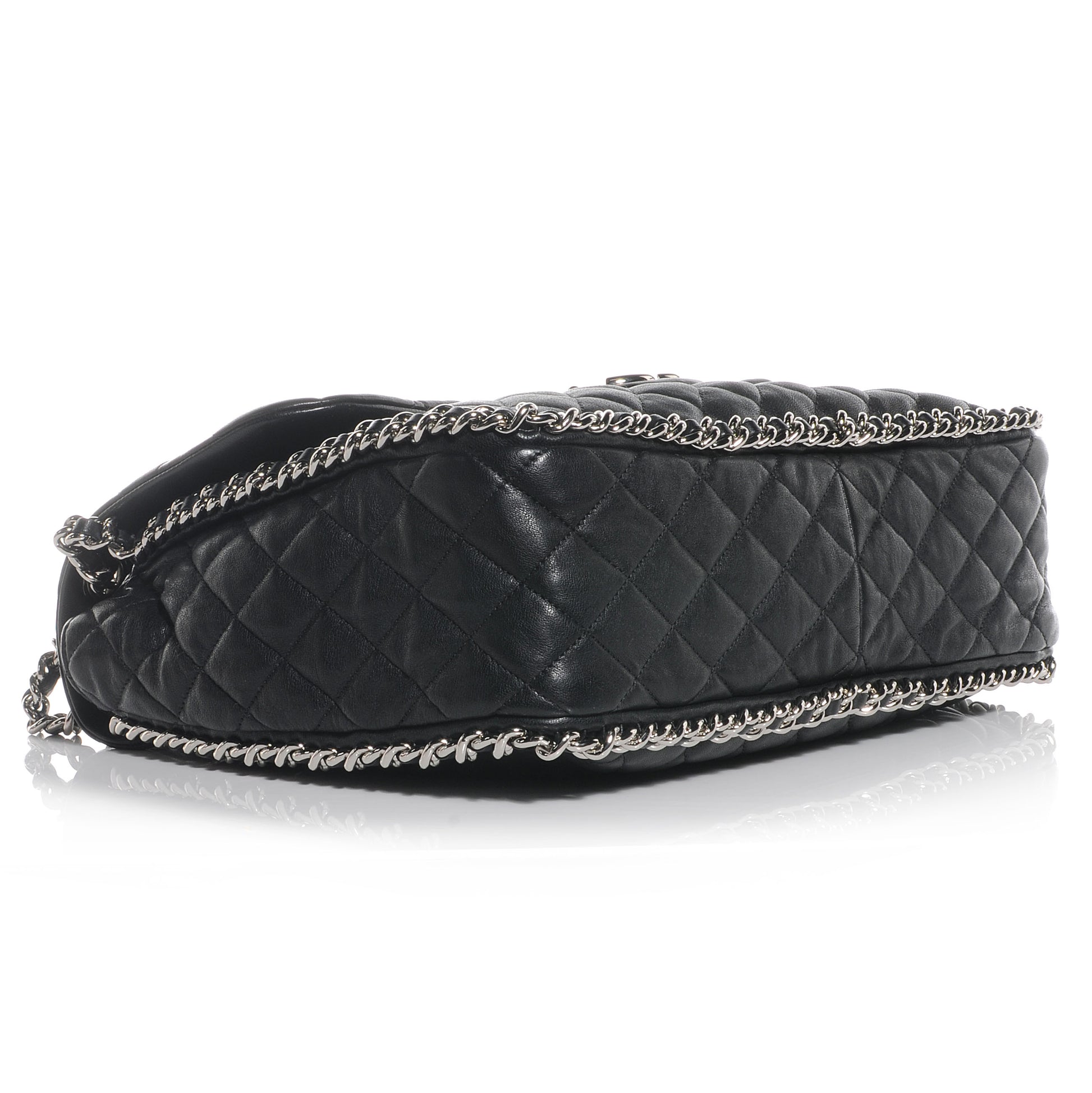 Chanel Washed Lambskin Chain Around Maxi Flap Bag Black 4 of 7