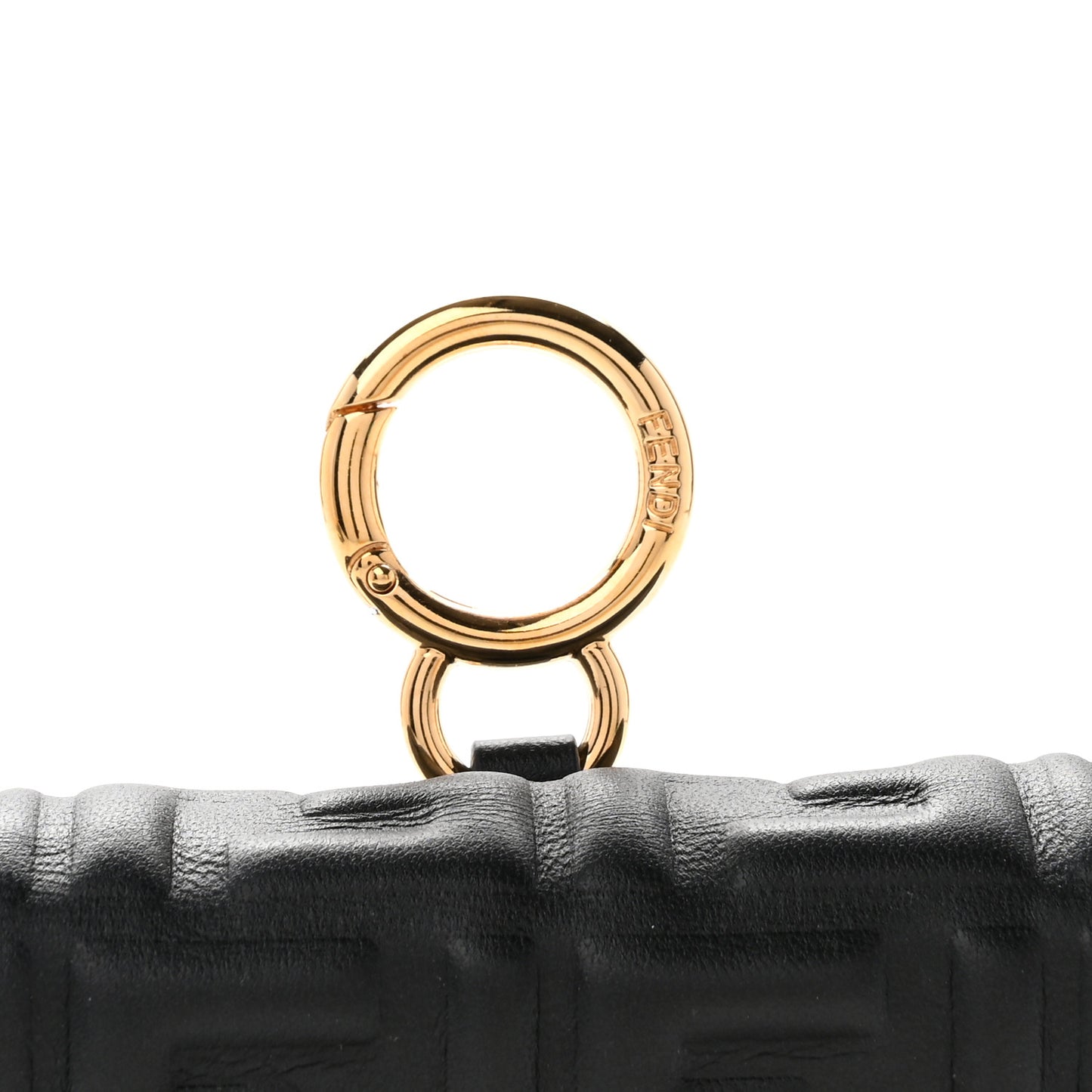 Nappa Matisse FF Embossed Nano Maxi Buckle Baguette Charm Black