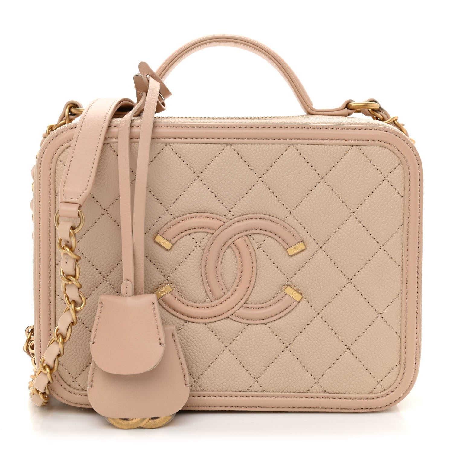 Chanel Caviar Quilted Medium CC Filigree Vanity Case Beige 1 of 10