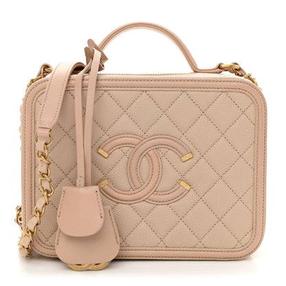 Chanel Caviar Quilted Medium CC Filigree Vanity Case Beige 1 of 10