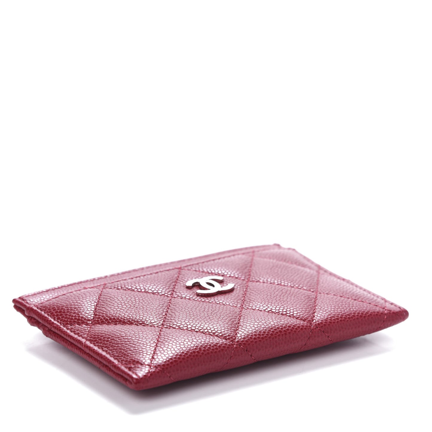 Caviar Quilted Card Holder Red