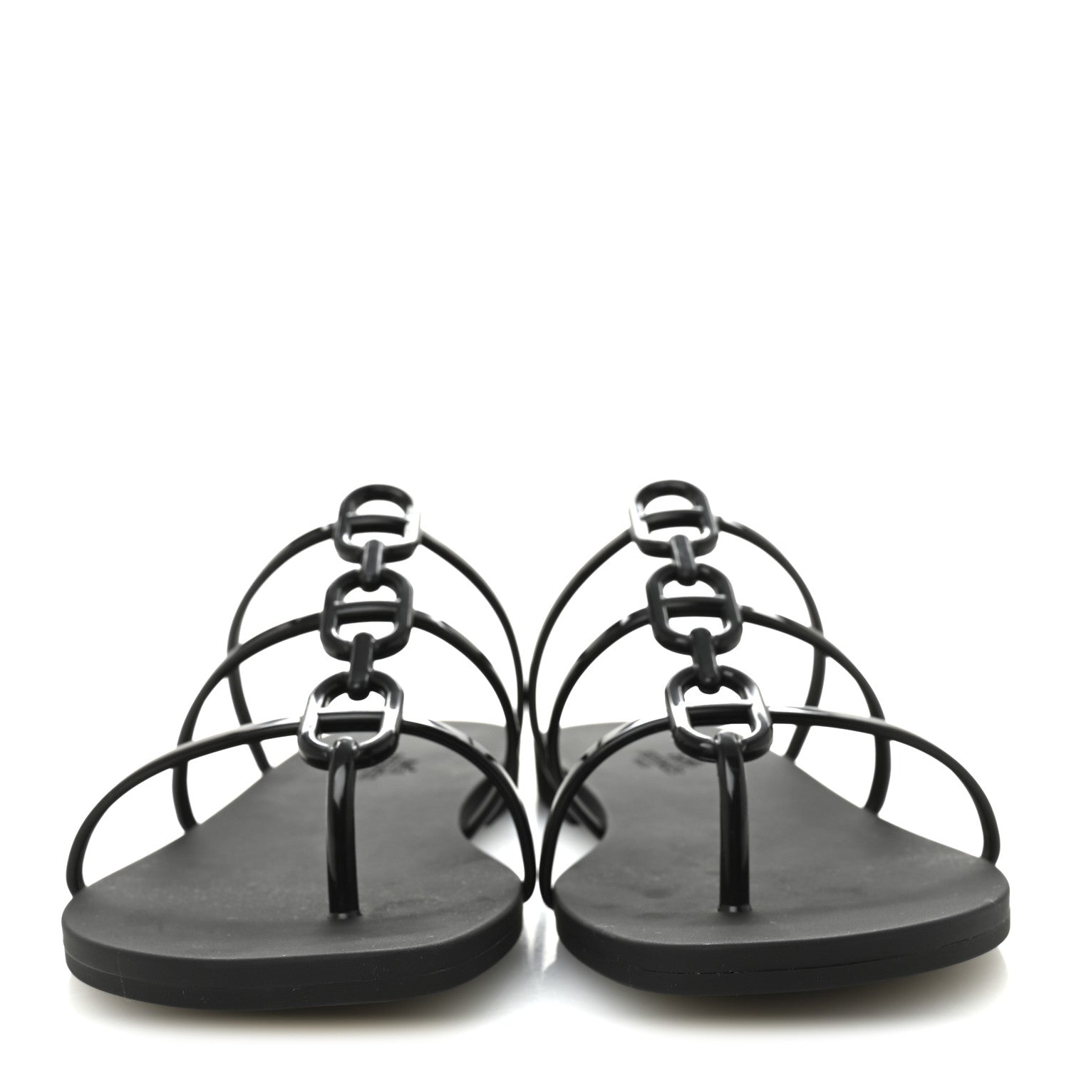 Hermes Rubber Womens Mykonos Sandals 38 Black 2 of 8