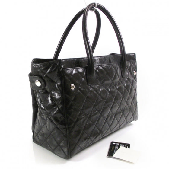 Glazed Calfskin New Portobello Tote Black