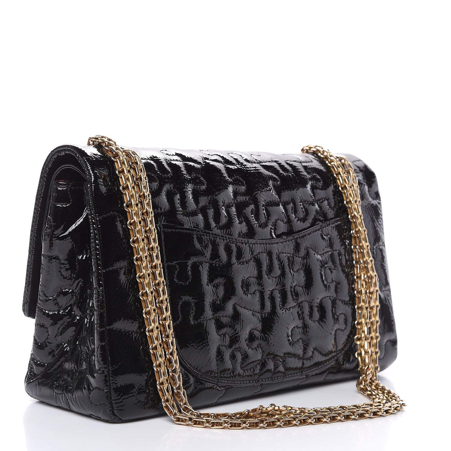 Crackled Patent Calfskin Puzzle 2.55 Reissue 226 Flap Black
