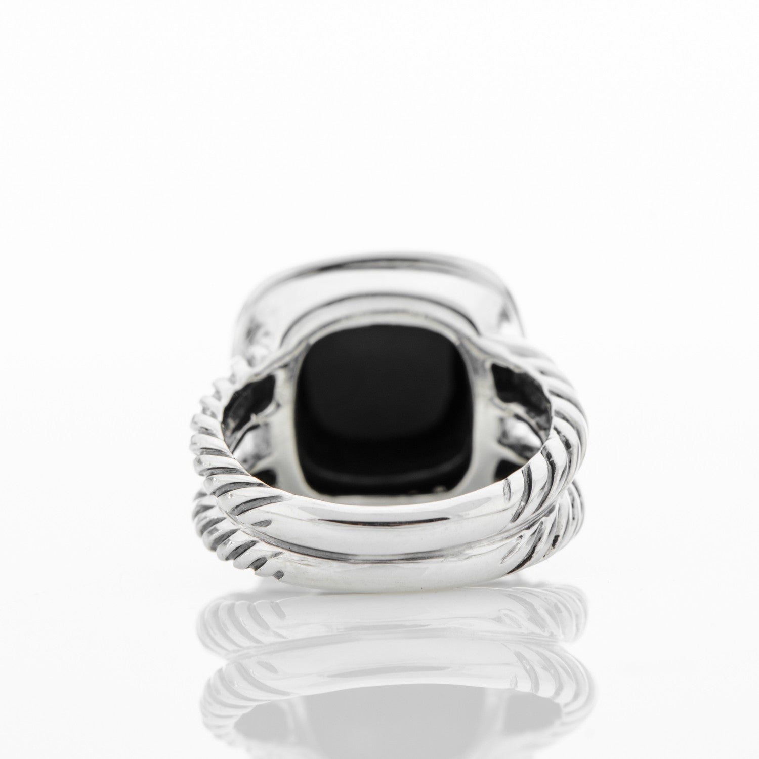 David Yurman Sterling Silver Diamond Black Onyx 11mm Albion Ring 52 6 4 of 5
