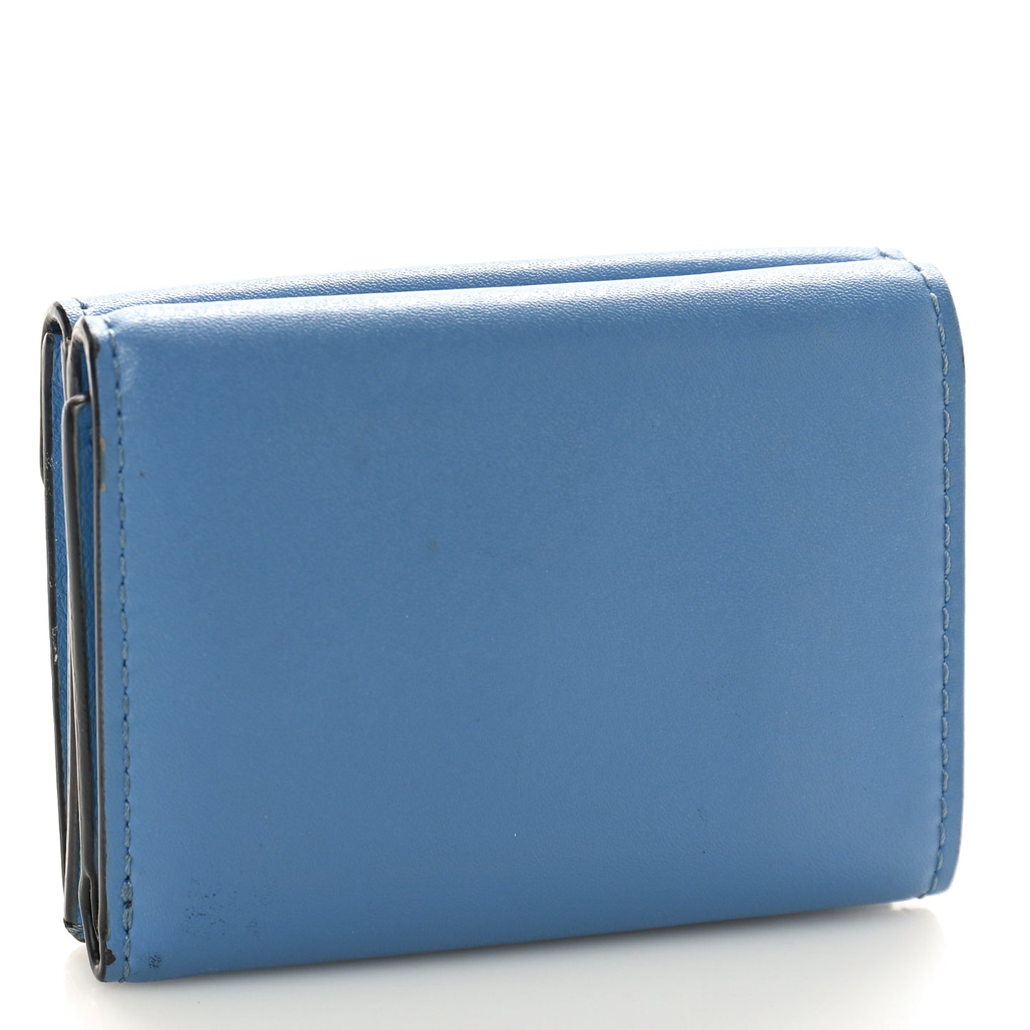 Vitello Liberty F is Fendi Bi-Color FF 1974 Embossed Micro Tri-Fold Envelope Wallet Maya Black Nebula
