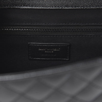 Saint Laurent Grain De Poudre Textured Mixed Matelasse Large Triquilt Monogram Monochrome Satchel Black 6 of 9