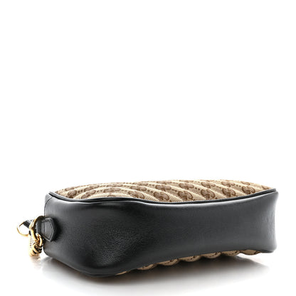 Gucci Monogram Matelasse Diagonal Small GG Marmont Chain Shoulder Bag Beige Black 4 of 11