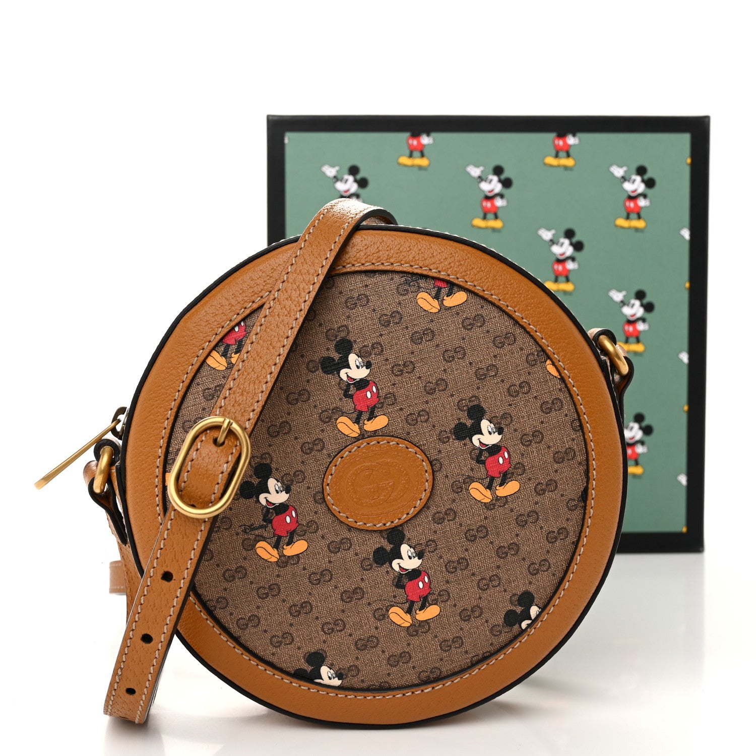 Gucci X DISNEY Mini Vintage GG Supreme Monogram Mickey Mouse Round Shoulder Bag Beige Vintage Sun Oil 11 of 11