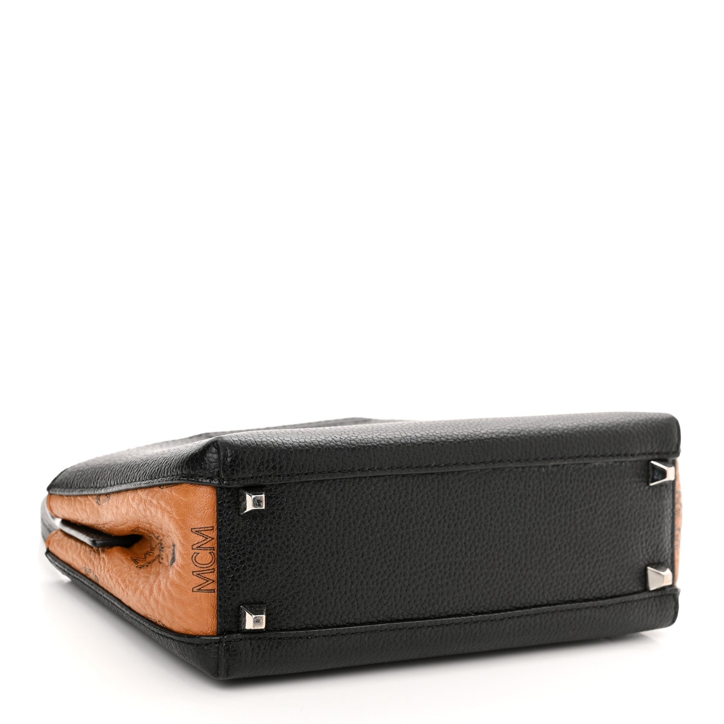Grained Calfskin Visetos Top Handle Crossbody Cognac Black