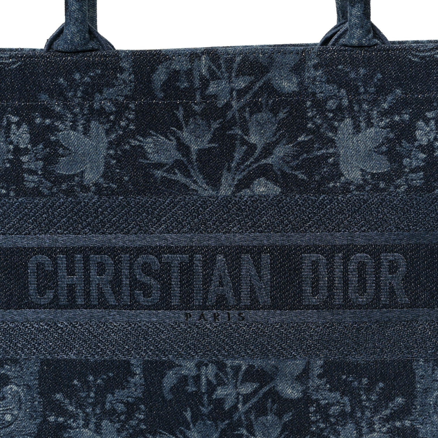 Christian Dior Denim Flowers Embroidered Medium Book Tote Blue 8 of 14