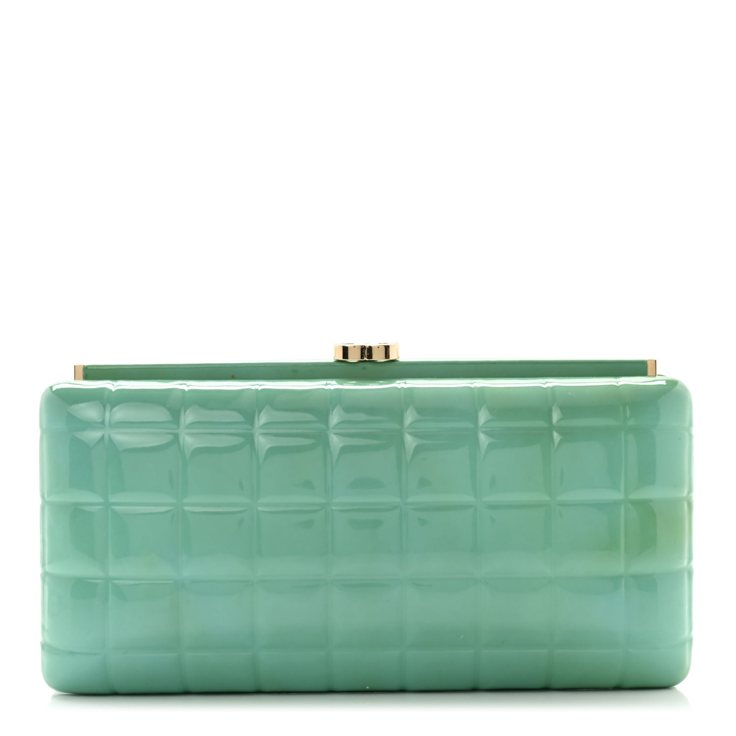 Patent Frame Chocolate Bar Clutch Light Blue