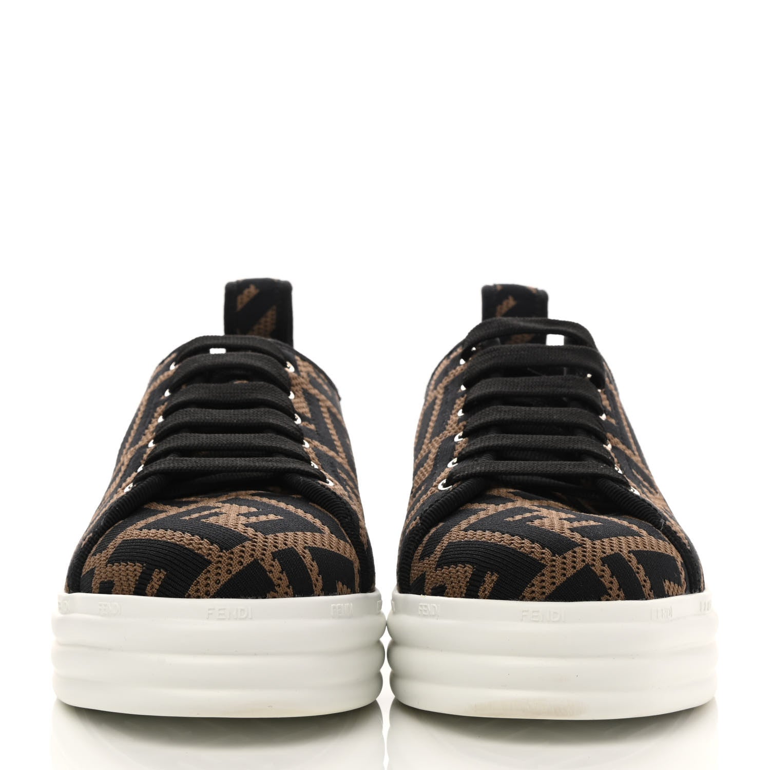 Fendi Fabric FF Micro-Perforated Rise Low Top Sneakers 36.5 Tobacco Black 2 of 10