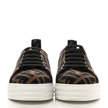 Fendi Fabric FF Micro-Perforated Rise Low Top Sneakers 36.5 Tobacco Black 2 of 10