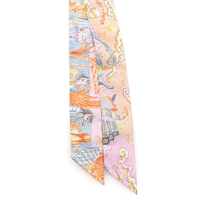 Hermes Silk City Of Light Twilly Orange Petrole Vieux Rose 2 of 3