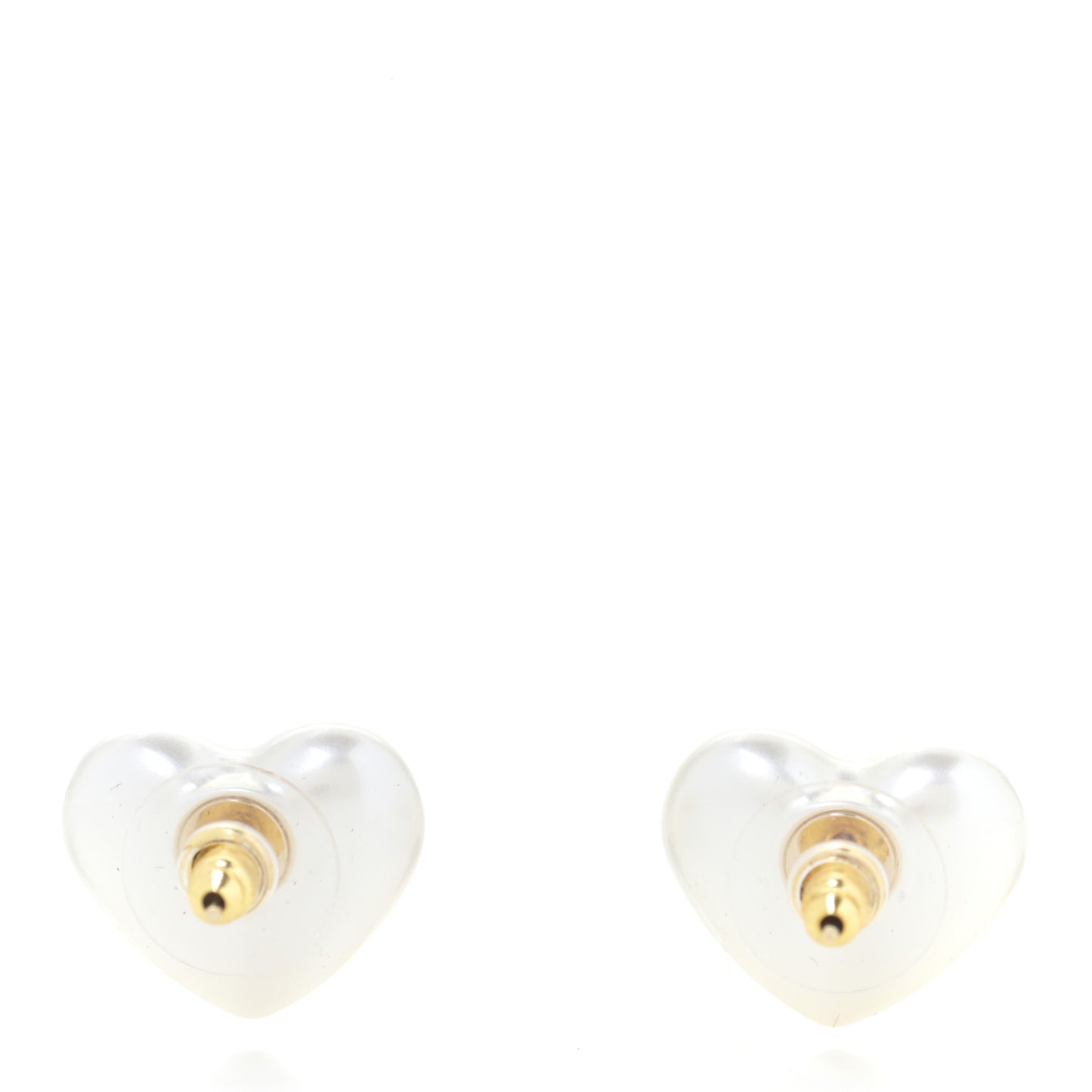 Pearl Crystal CC Heart Earrings Gold