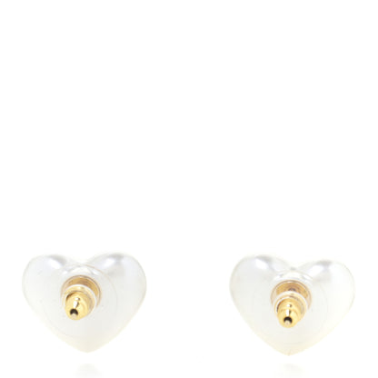 Chanel Pearl Crystal CC Heart Earrings Gold 3 of 5
