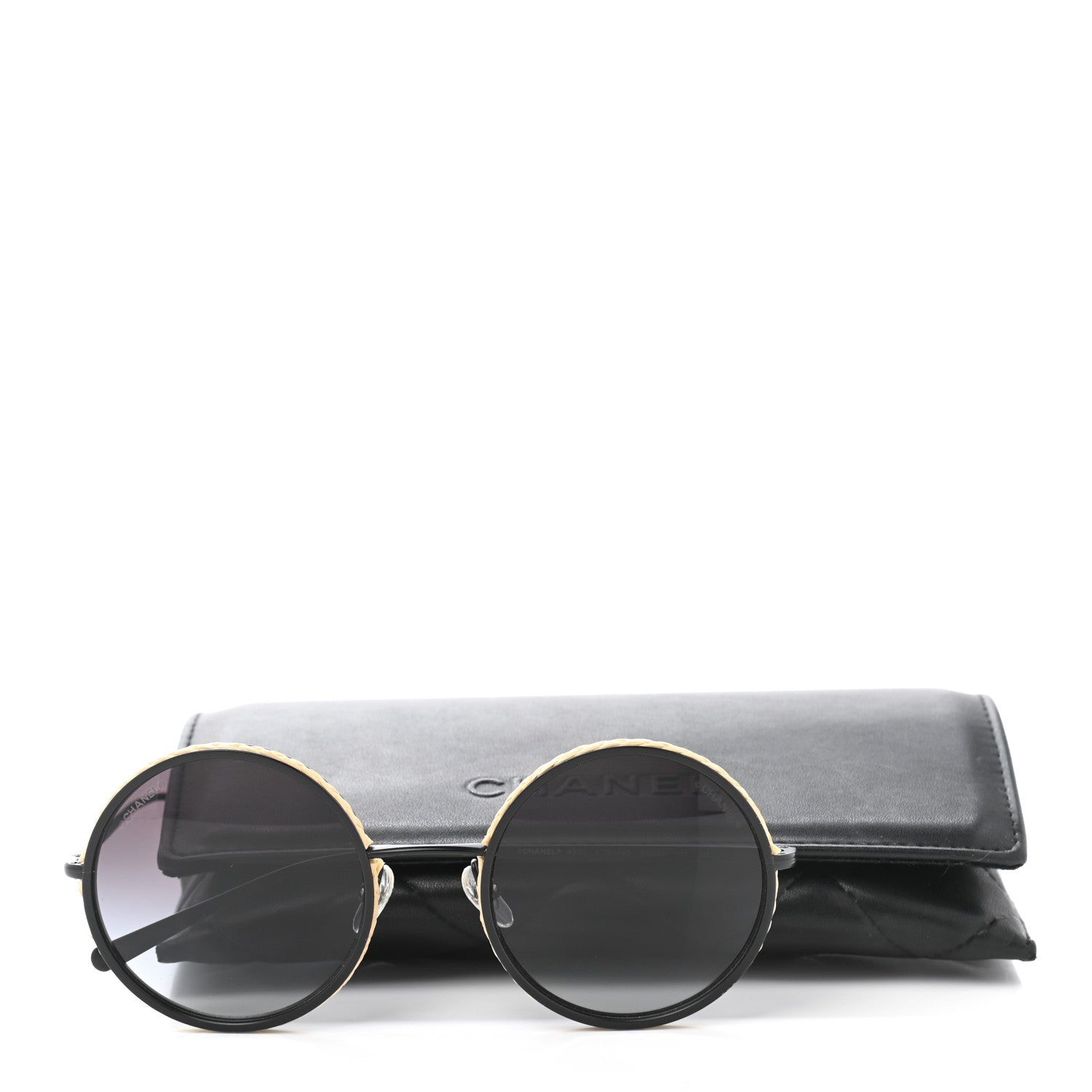 Chanel Metal Raffia Braided Round Sunglasses 4250 Black 13 of 13