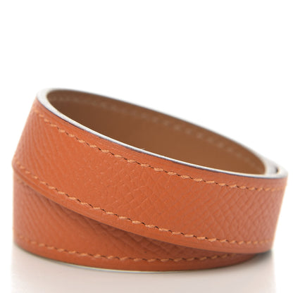Hermes Epsom Drag Double Tour Bracelet T1 Orange 3 of 5