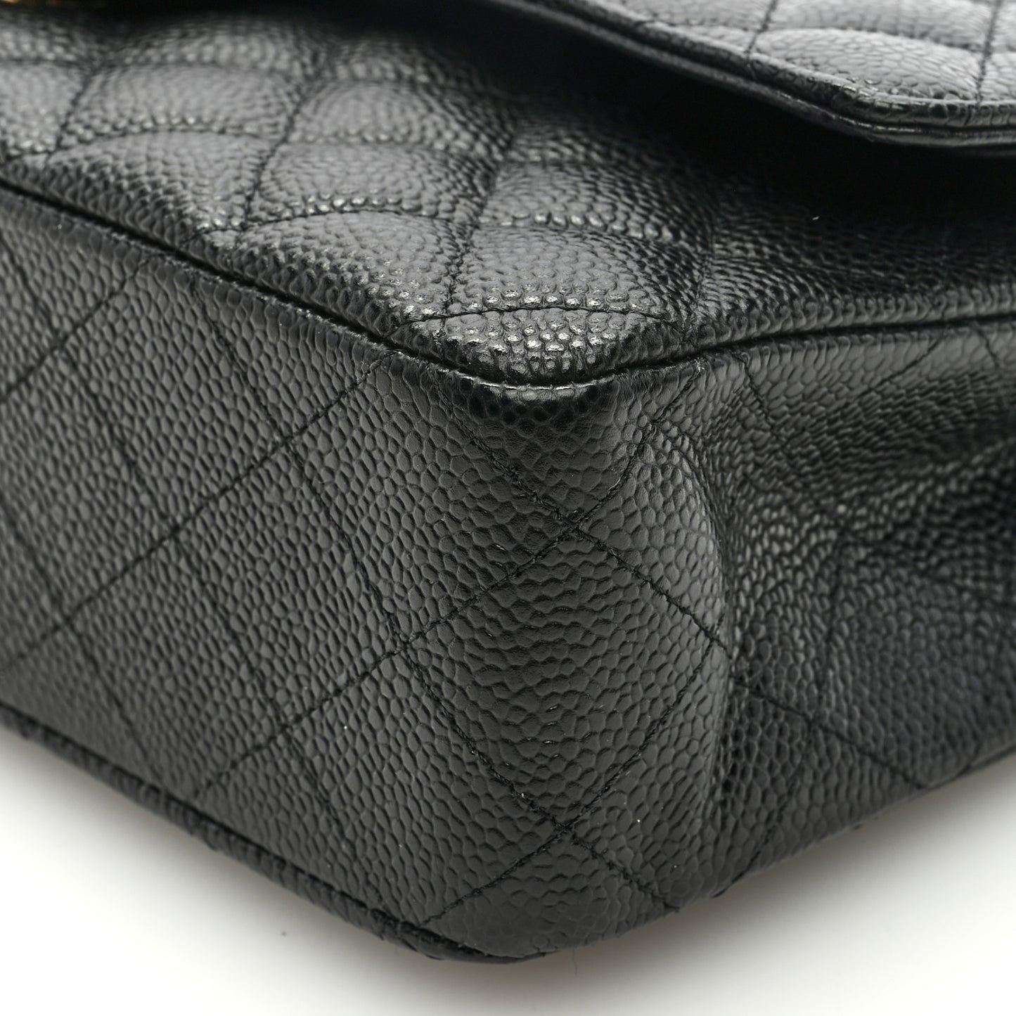 Caviar Quilted Medium Double Flap Black