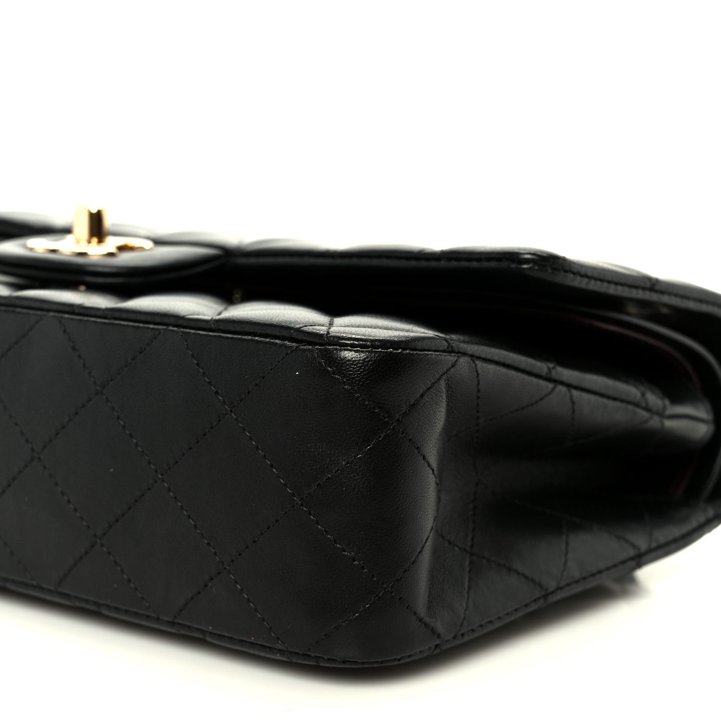 Lambskin Quilted Small Double Flap Black