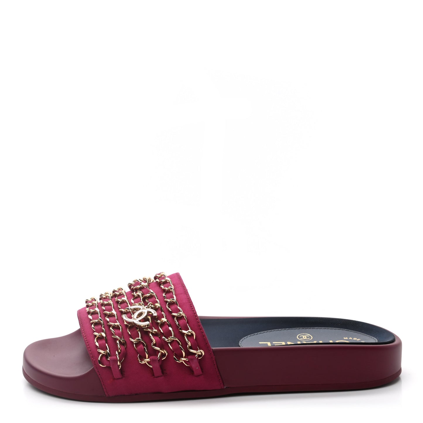 Satin Chain Flat Sandals 35 Dark Fuchsia
