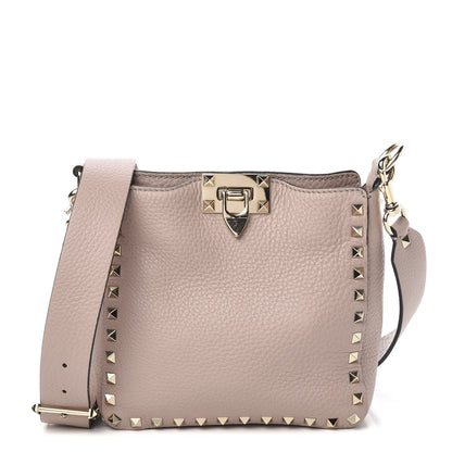 Valentino Garavani Pebbled Calfskin Mini Rockstud Flip-Lock Messenger Bag Poudre 1 of 9