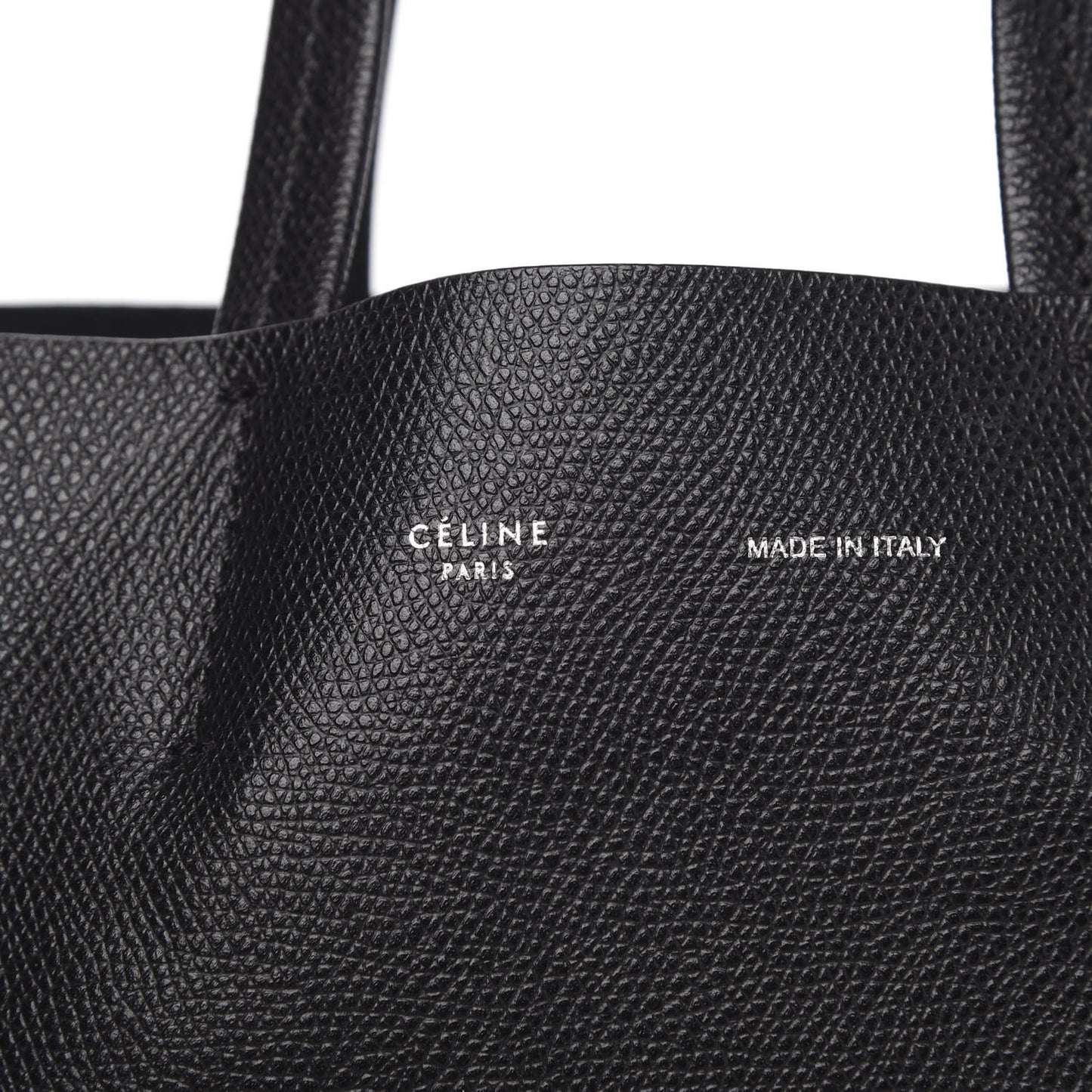 Grained Calfskin Small Vertical Cabas Black