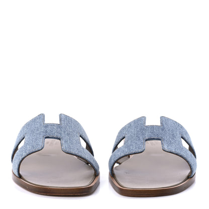 Hermes Denim Canvas Oran Sandals 36.5 Bleu Clair 2 of 8