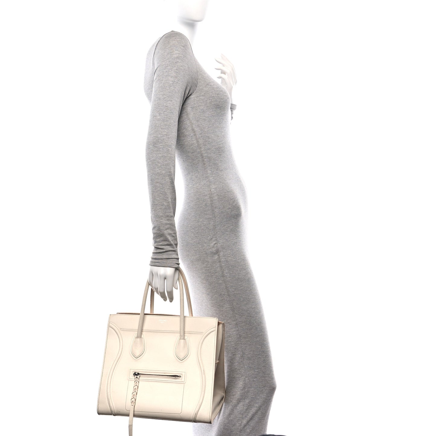 Grained Calfskin Medium Phantom Luggage Cream