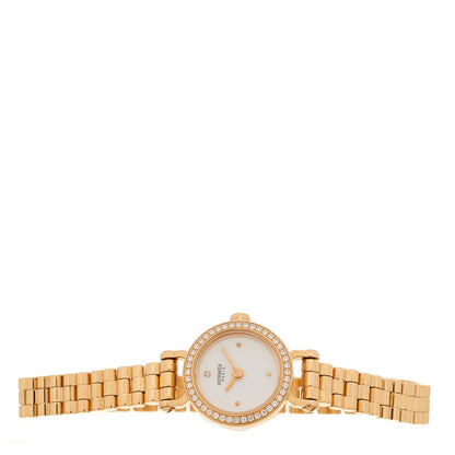Hermes 18K Rose Gold Diamond Bezel 16mm Faubourg Quartz Watch 2 of 5