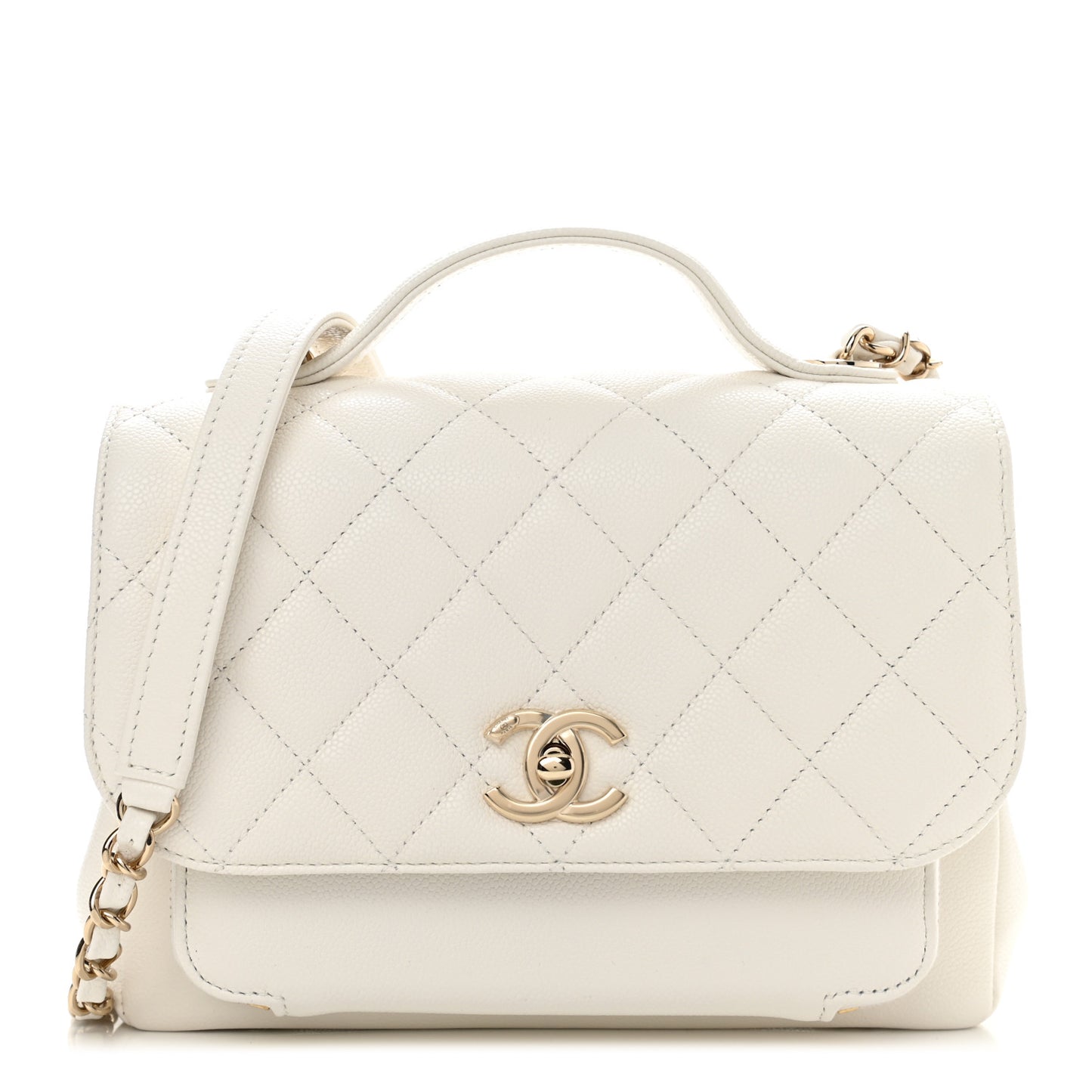 Caviar Quilted Medium Business Affinity Flap White