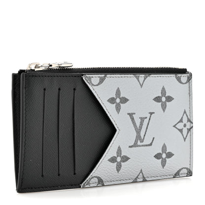 Louis Vuitton Metallic Taigarama Coin Card Holder Gunmetal Grey Black 3 of 7