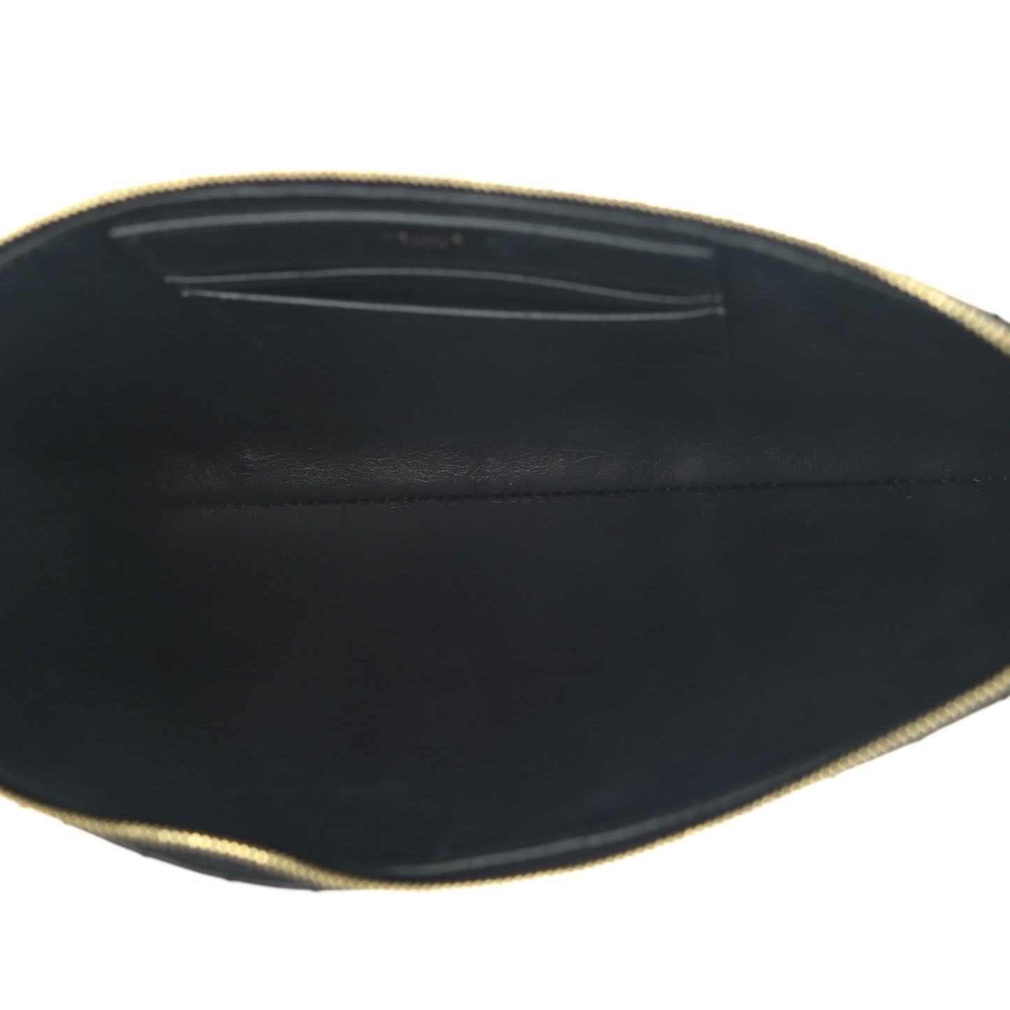 Calfskin Quilted C Charm Pouch Black