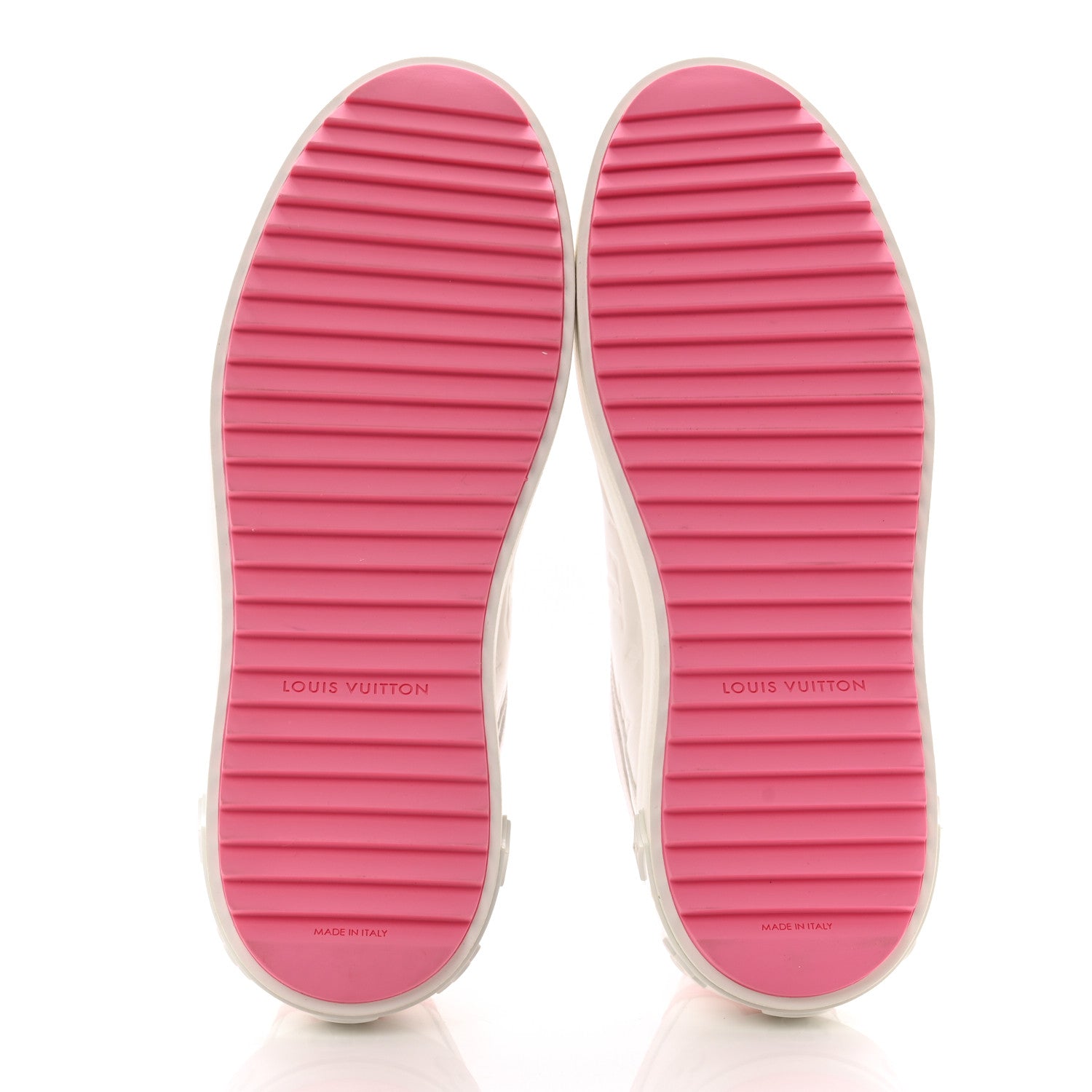 Louis Vuitton Lambskin Embossed Monogram Time Out Sneakers 37.5 White Pink 5 of 10