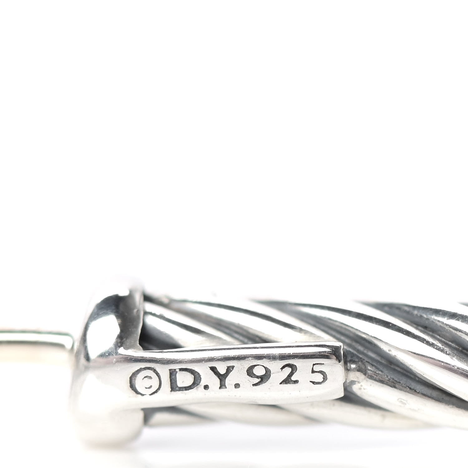 David Yurman Sterling Silver 14K Yellow Gold Medium Cable Classics Hoop Earrings 4 of 7