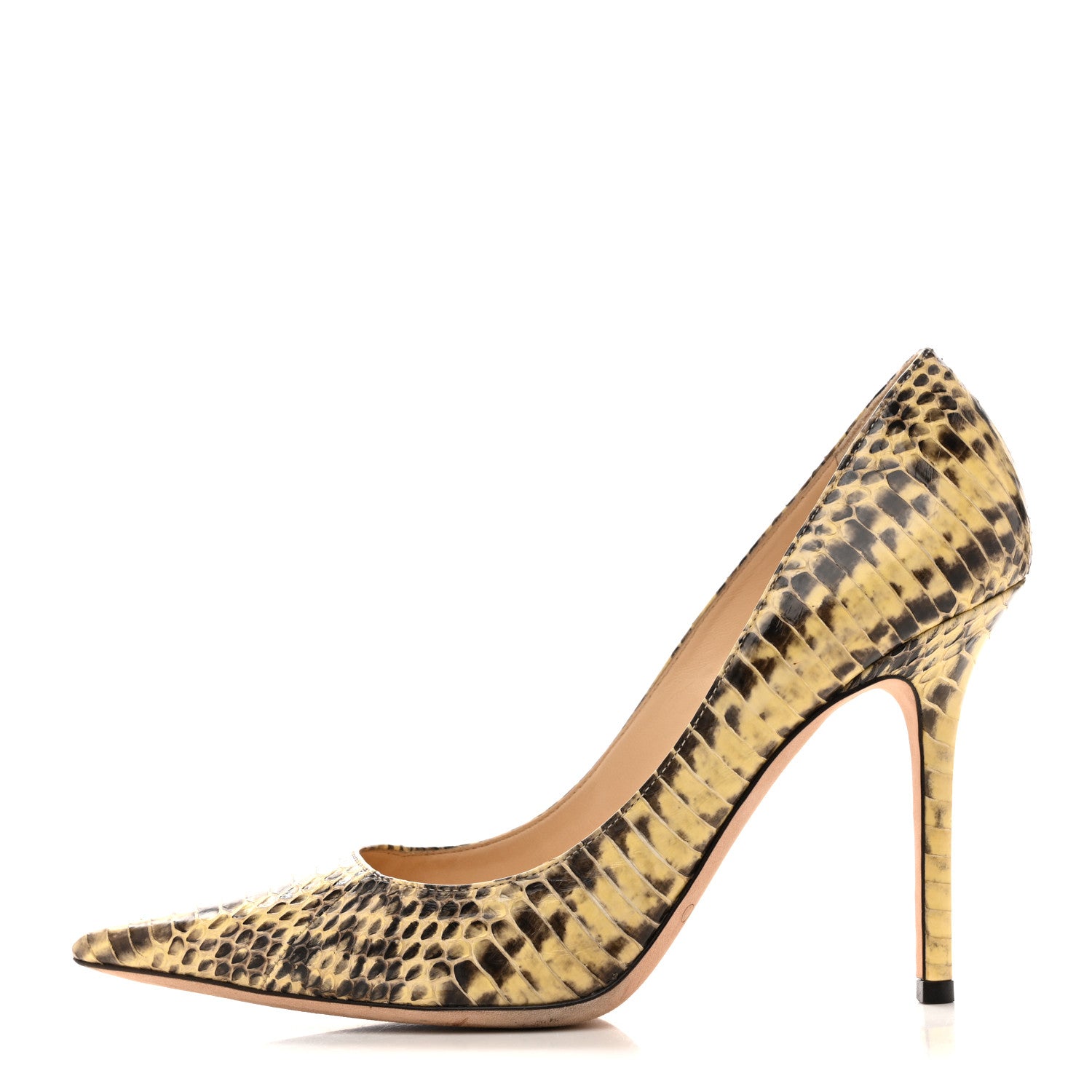 Jimmy Choo Glossy Panelled Elaphe Abel Pumps 38.5 Buttercup 1 of 12