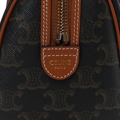 Celine Triomphe Canvas Calfskin Small Boston Bag Tan 5 of 10