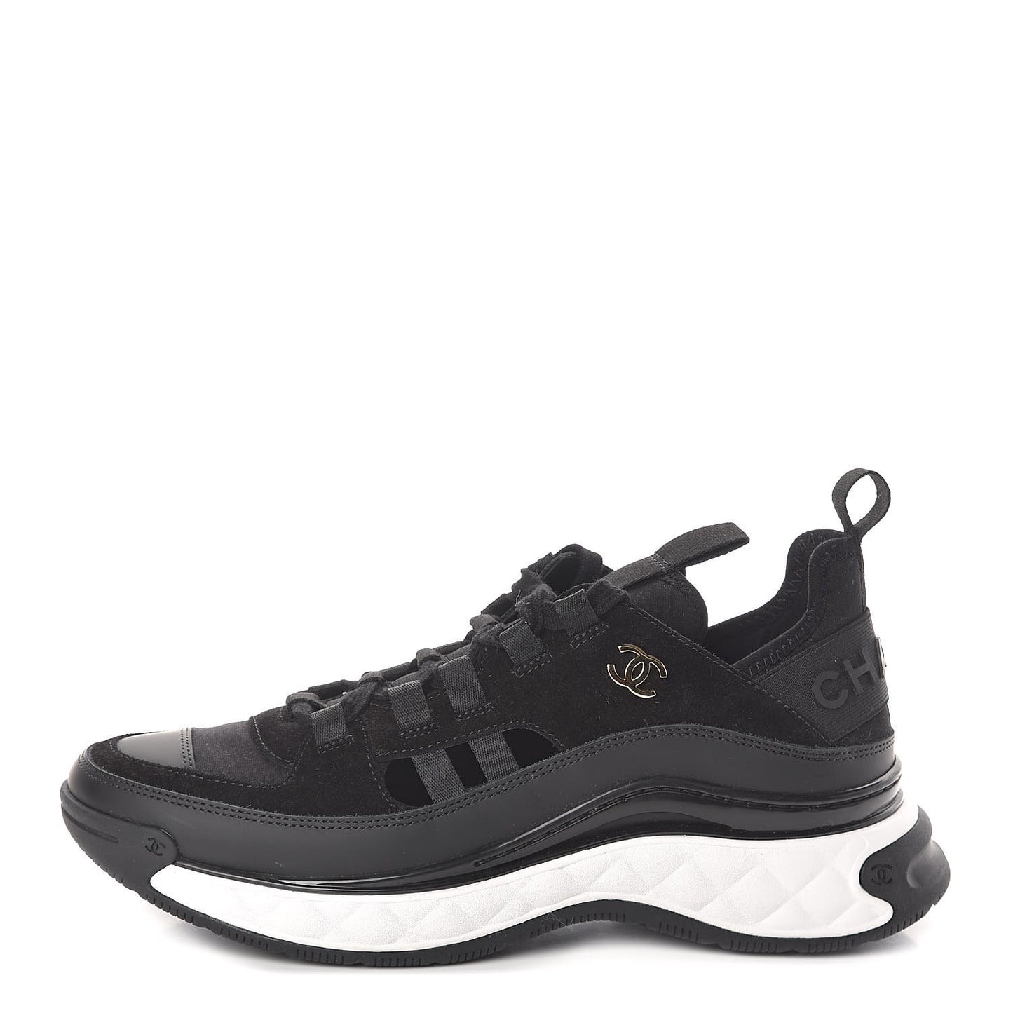 Fabric Calfskin Suede CC Sneakers 39 Black