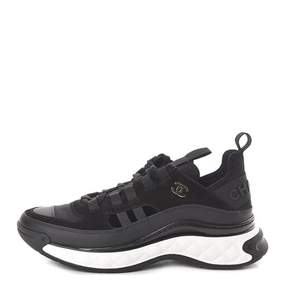 Chanel Fabric Calfskin Suede CC Sneakers 39 Black 1 of 7