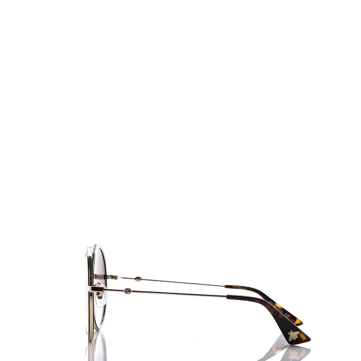 Round Frame Sunglasses GG0061S Gold Green