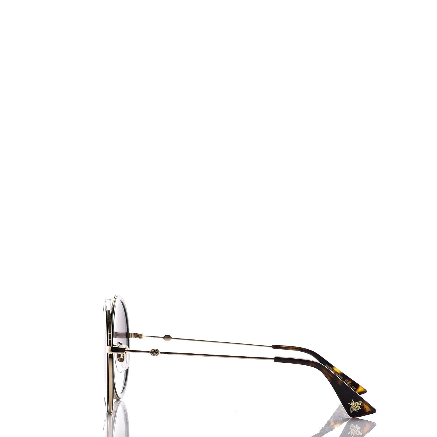 Gucci Round Frame Sunglasses GG0061S Gold Green 3 of 9