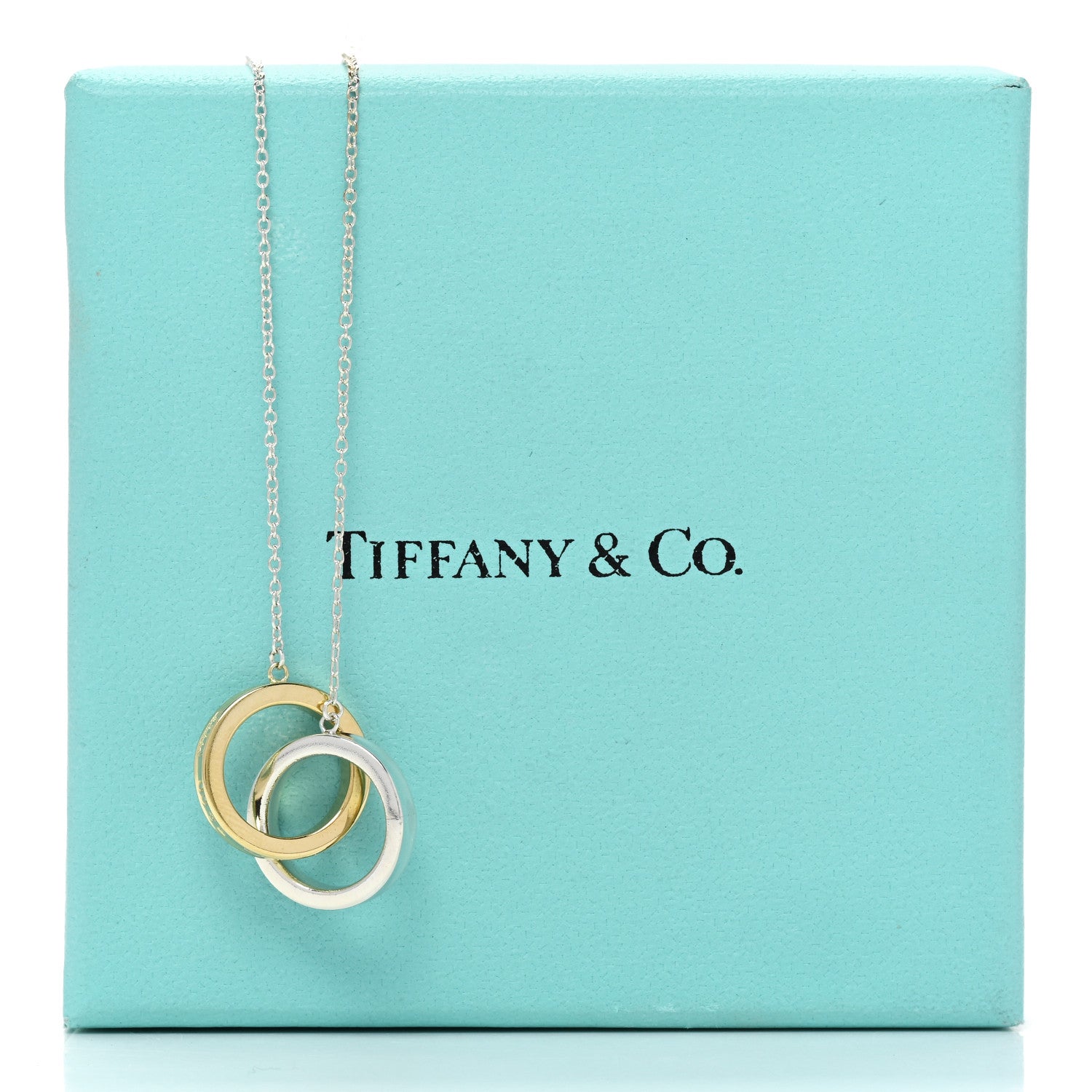 Tiffany Sterling Silver 18K Yellow Gold 1837 Interlocking Circles Pendant Necklace 5 of 5