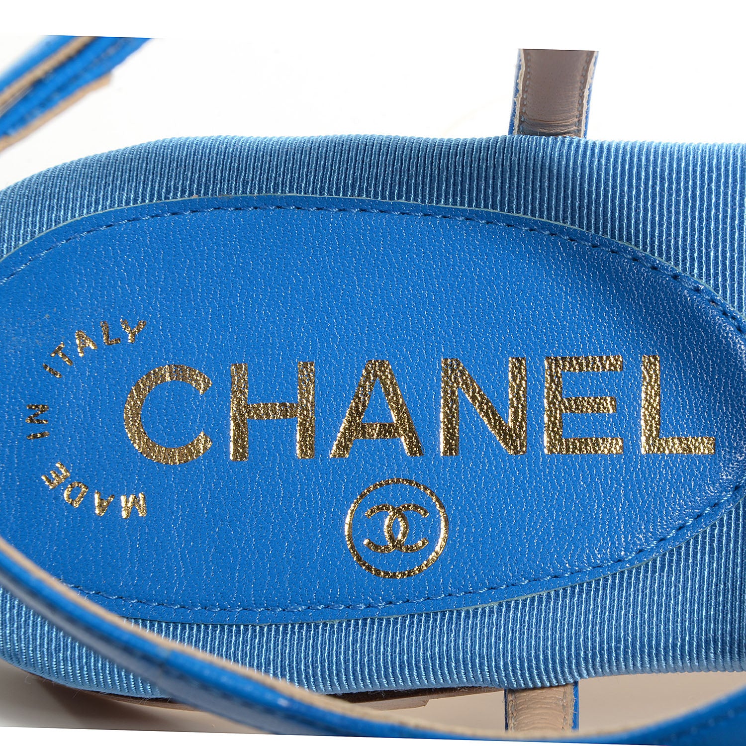 Chanel Shiny Kidskin CC Logo Thong Sandals Blue 35 6 of 6