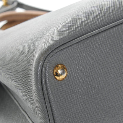 Prada Saffiano Cuir Small Bi-Color Double Bag Marmo Caramel 7 of 9